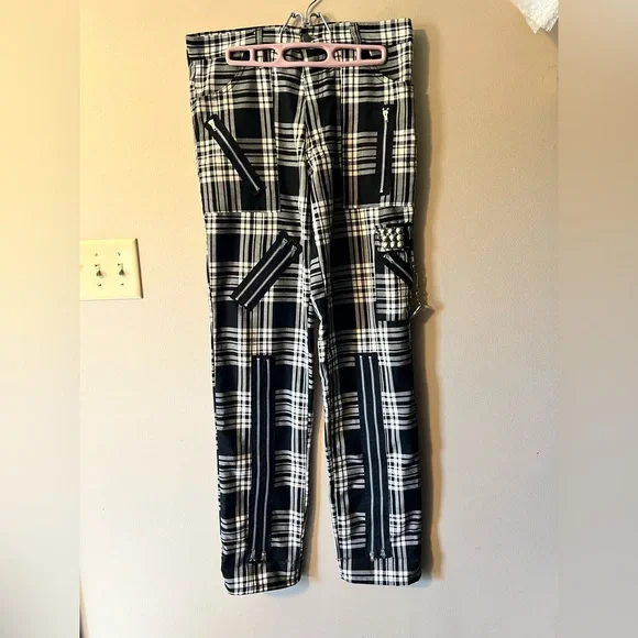 Tiger of London 32”x32” black and white plaid zip bondage pants. - Picture 2 of 10